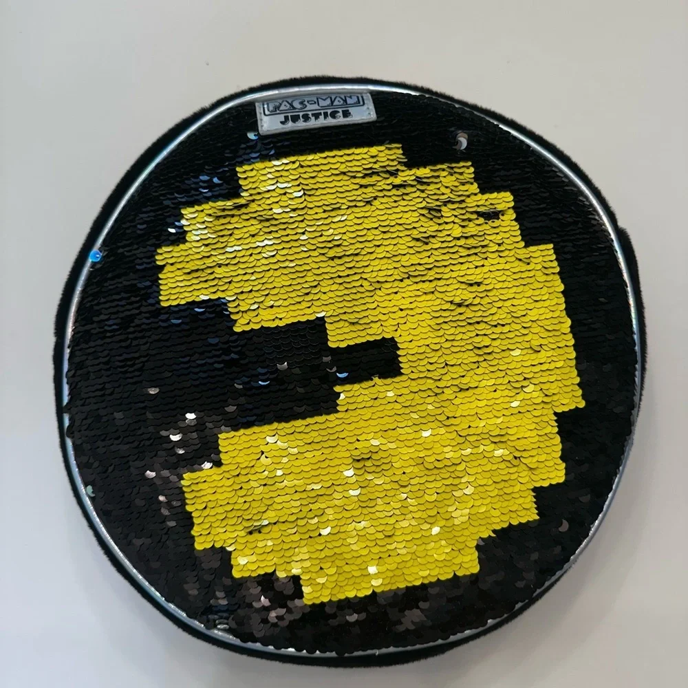 Justice Black and Yellow Sequin Round Bag